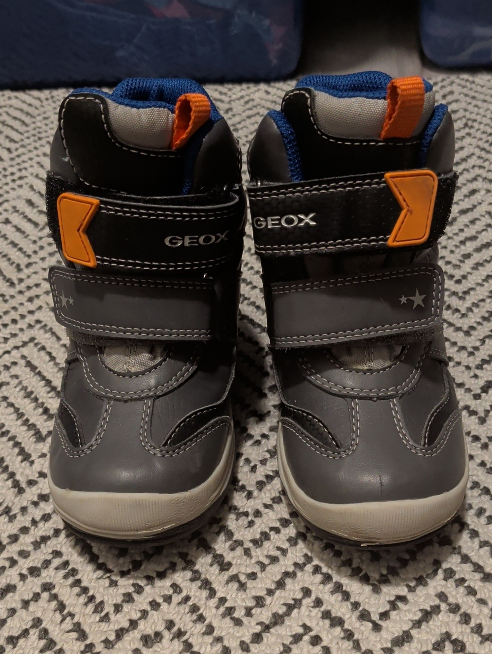 Geox Kids Gray Boots with Orange and Blue Accents